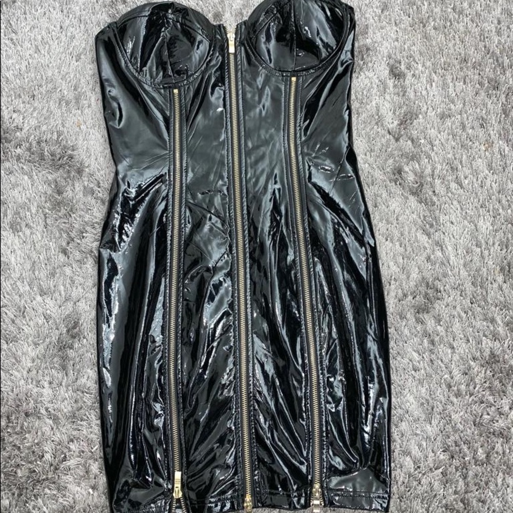 Black latex dress